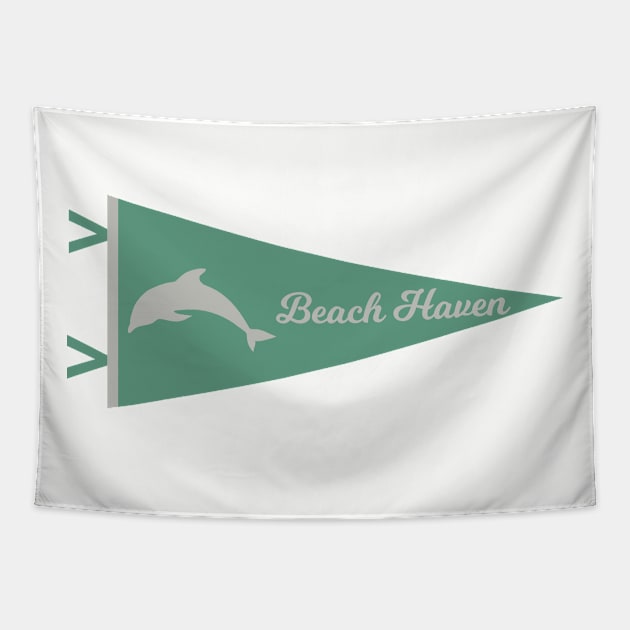 Vintage Beach Haven New Jersey Pennant T-Shirt Tapestry by fearcity