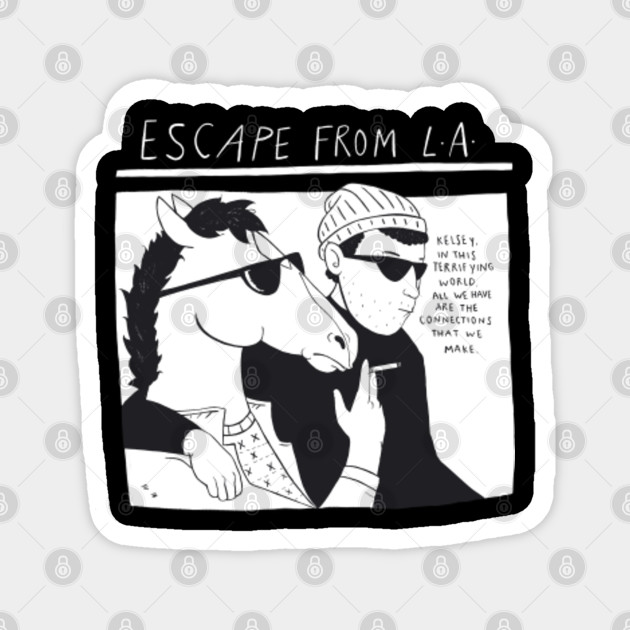 Vendax Bojack Youth Escape from L.A Bojack Horseman Unisex Maglietta da Baseball A Maniche Lunghe Uomo Donna Bianca Nera
