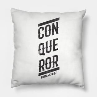 Conqueror Romans 8:37 Christian Warrior (Distressed) Pillow