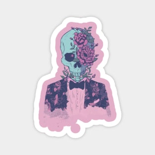Pink/Blue Floral Skull Man Edit Magnet