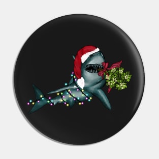 Festive Christmas Shark Pin