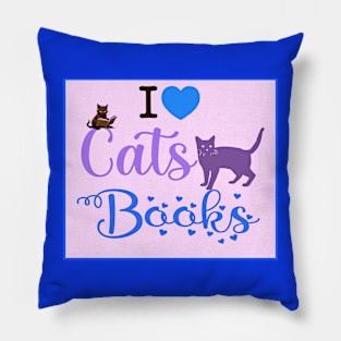 I Love Cats And Books Pillow