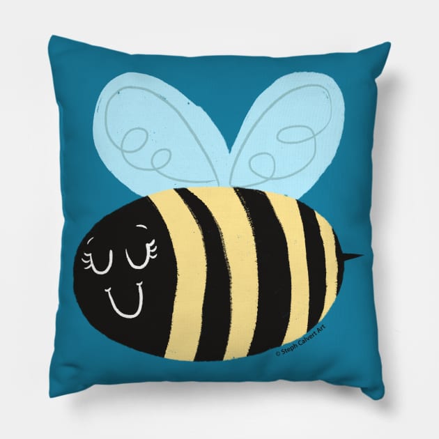 Cute bee - happy honey bee lover gifts Pillow by Steph Calvert Art