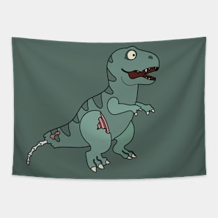 Zombie Dinosaur Cartoon // Funny Halloween Zombie T-Rex Tapestry