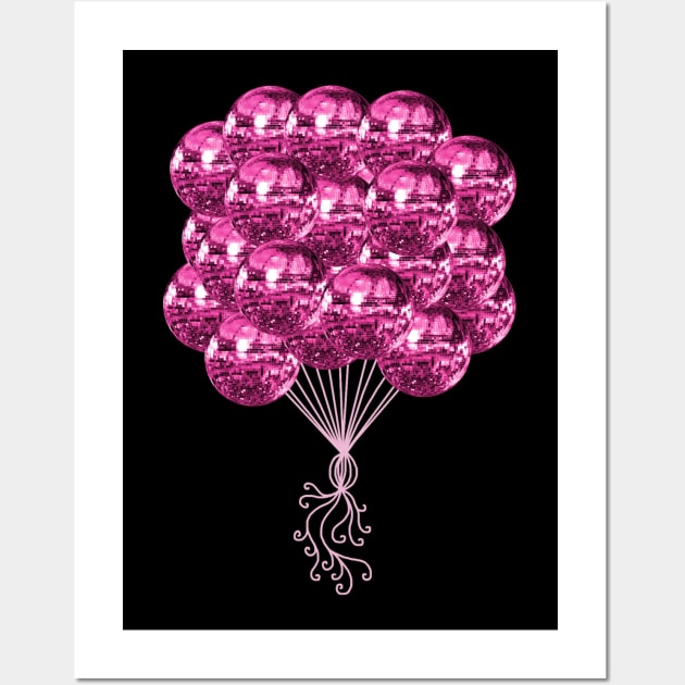 Pretty Pink Music Disco Ball Balloons - Disco Ball - Posters and