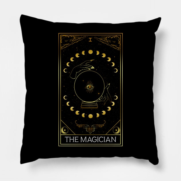 Major Arcana The Magician Tarot Card Pillow by StilleSkyggerArt