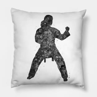 Taekwondo girl black and white Pillow