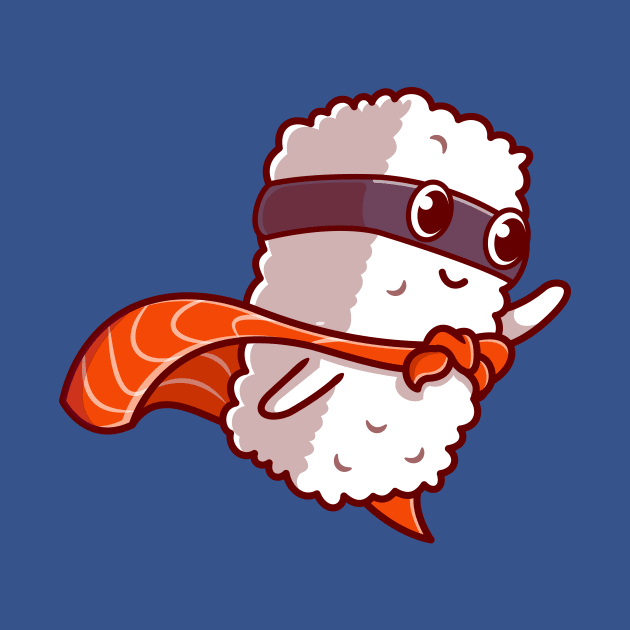 Cute Sushi Salmon Hero Cartoon by Catalyst Labs