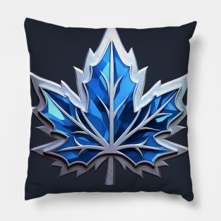 Blue Maple Leaf Badge Pillow