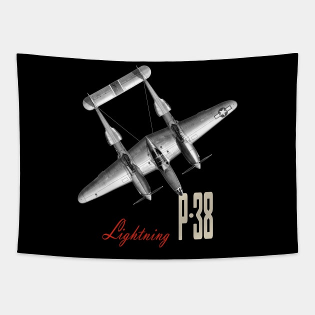 P-38 Lightning WW2 fighter aircraft airplane Tapestry by Jose Luiz Filho