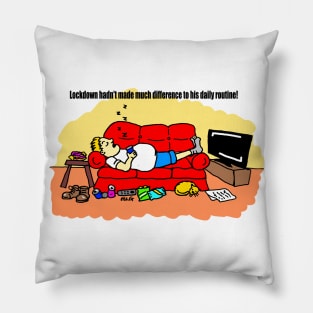 Lazy Man Lockdown Cartoon Pillow