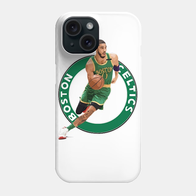 Jayson Tatum Boston Celtics Logo Phone Case by midaillustrator
