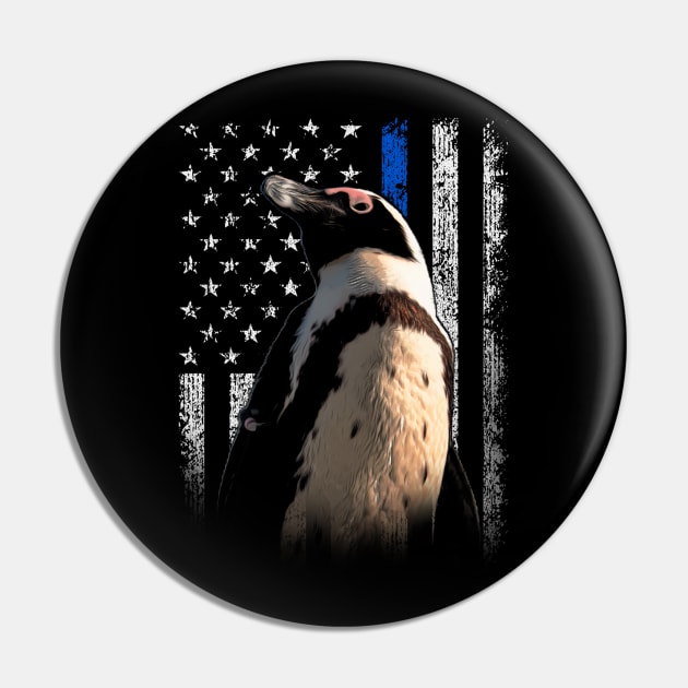 Penguin American Flag Ambassadors, Tee Triumph for Wildlife Admirers Pin by Kevin Jones Art