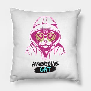 cyberpunk cat Pillow