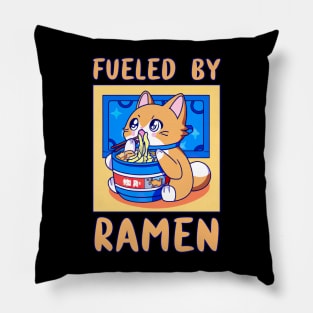 Fueled By Ramen Anime Cat Eating Japanese Food Funny Kawaii Merch Gift Japanese For Boy Girl Kids Children Teen Lover Pillow