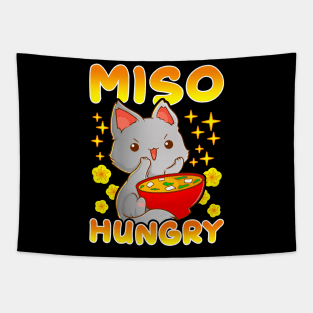 Cute Anime Cat Kitty Miso Hungry Pun Kawaii Tapestry