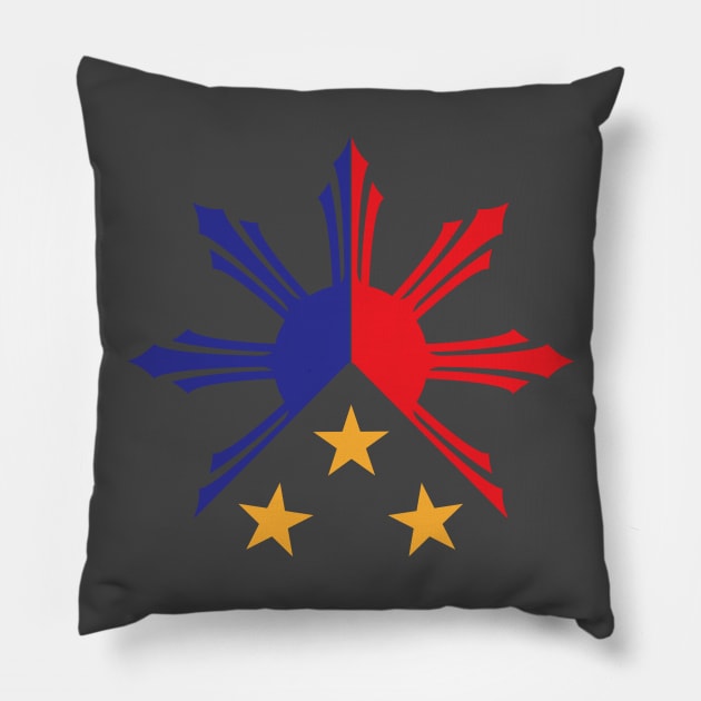 Tribal Philippines Filipino Sun and Stars Flag by AiReal Apparel Pillow by airealapparel