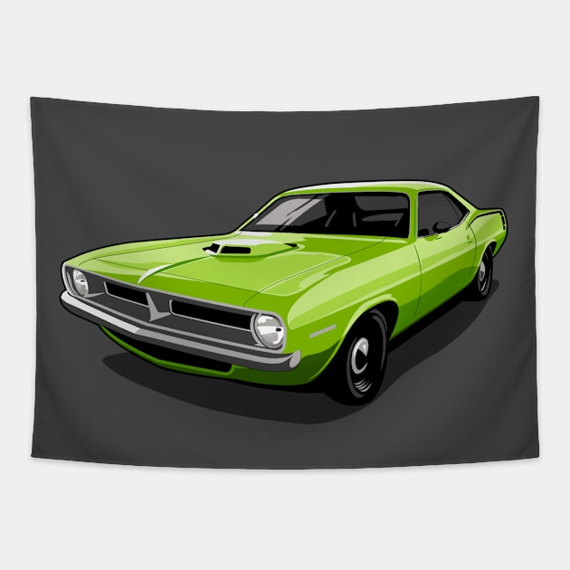 1970 Plymouth Barracuda in Lime Light Tapestry by candcretro