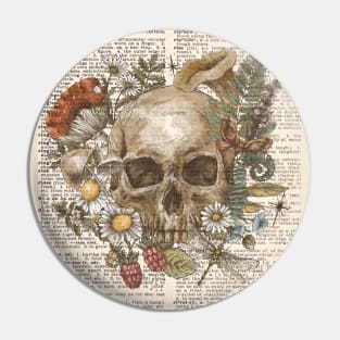 Human skull with flowers - floral skull Pin