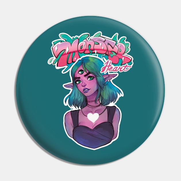 Monster Heart Pin by AmberHarrisArt