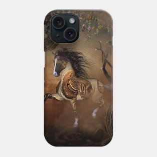 Beautiful steampunk horse with cloack and gears Phone Case