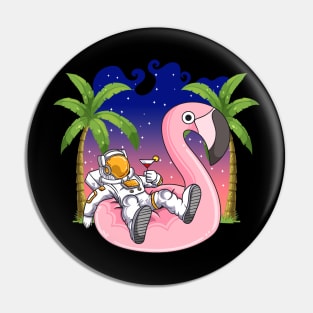 Astronaut Pool Space Gifts Men Kids Women Funny Flamingo Pin