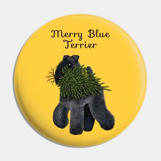 Merry Blue Terrier (Yellow Background) Pin