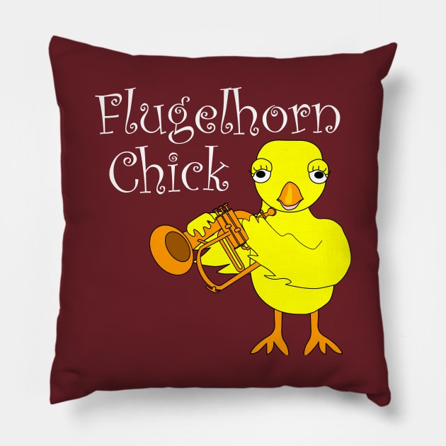 Flugelhorn Chick White Text Pillow by Barthol Graphics