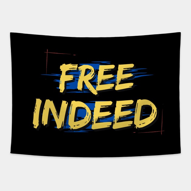 Free Indeed | Christian Saying Tapestry by All Things Gospel