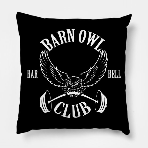 Barn Owl Barbell Club - White Pillow by barnowlbarbellclub