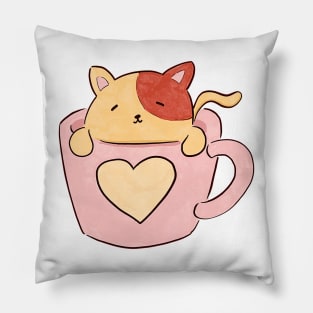 Cute Cat in a Cup Pillow