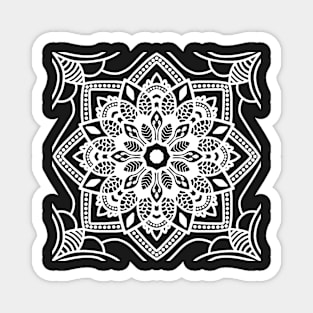 Decorative Mandala White Magnet