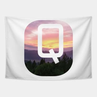 Initial Q Sunset Photograph Tapestry