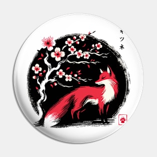 Minimalist Fox Ink Japanese Streetwear Novelty Retro Red Fox Pin