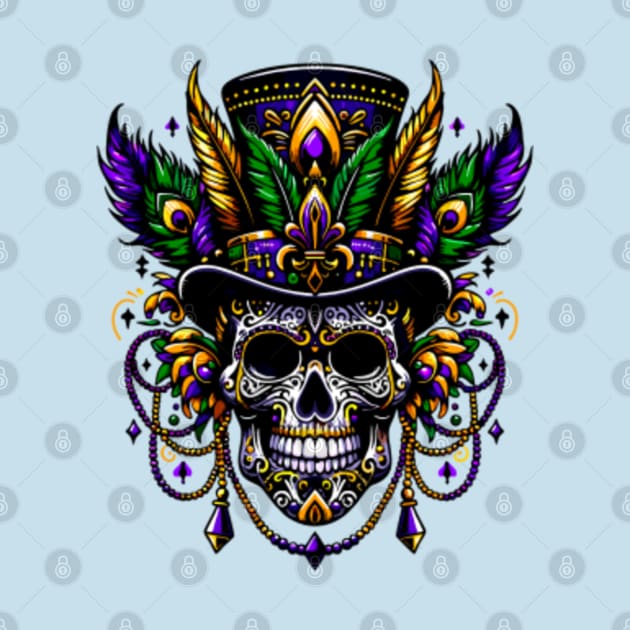 Mardi Gras Skull Top Hat New Orleans Witch Doctor Voodoo Mardi Gras