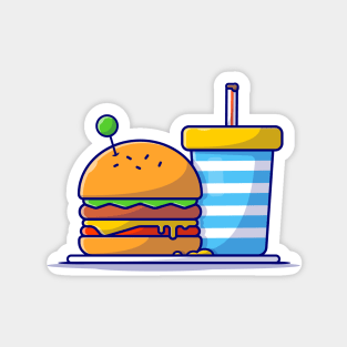 Burger And Soda Cartoon Vector Icon Illustration (2) Magnet