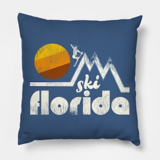 Retro Ski Florida Travel Humor Pillow