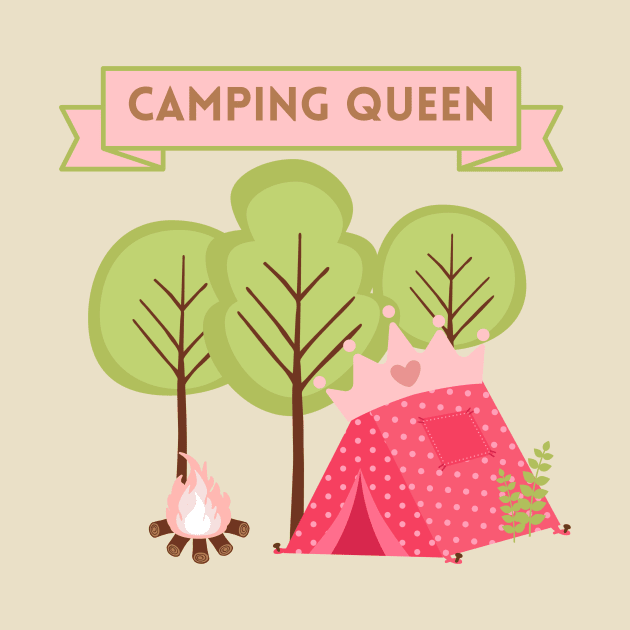 Camping Queen - white background by Tee's Tees