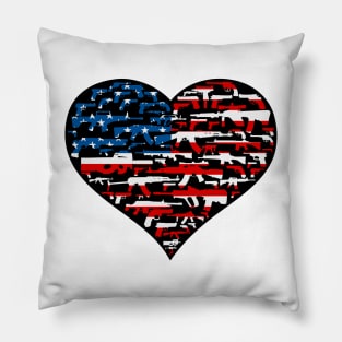 Heart shape made of guns, american flag Pillow