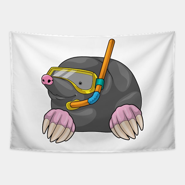 Mole Diver Snorkel Tapestry by Markus Schnabel