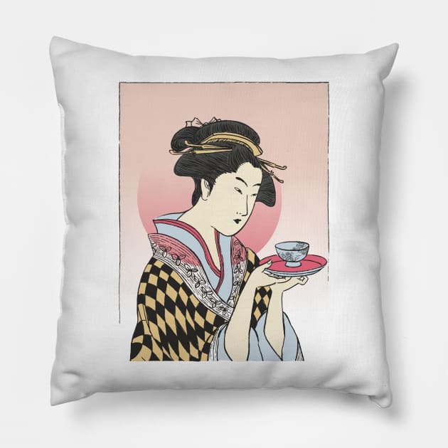 Japanese tea party Pillow by katanya78