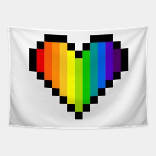 Pixel Art Rainbow Heart - LGBT Pride Tapestry