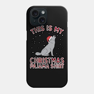 Grey Wolf Christmas Pajamas Shirt Santa Hat Gift Kids Xmas Phone Case