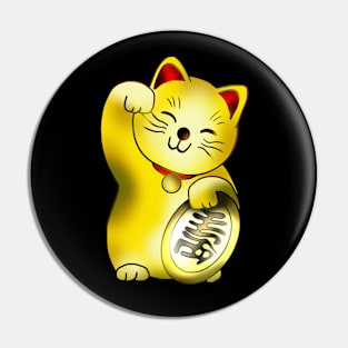 Gold maneki lucky cat with coin Edit Pin