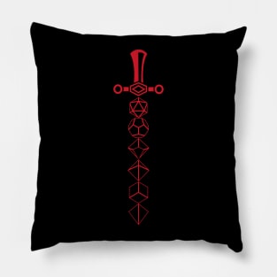 Polyhedral Dice Set Sword Red Pillow