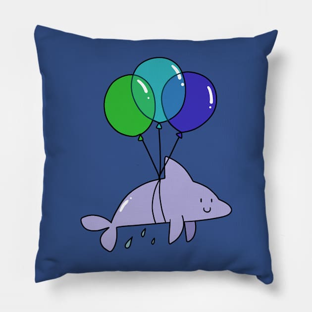 Dolphin with Balloons Pillow by saradaboru