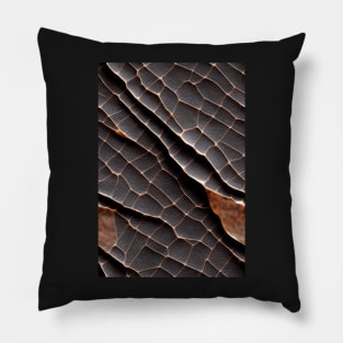 Cracked black Imitation leather, natural and ecological leather print #9 Pillow