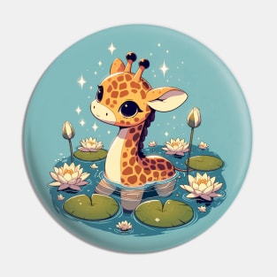 Kawaii Anime Giraffe Bath With Water Lily Pin