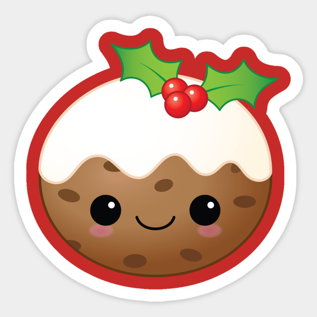 Cute Kawaii Christmas Pudding Christmas Pudding Sticker Teepublic Uk