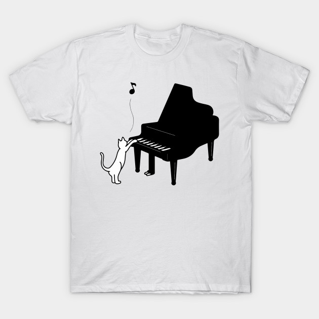 Cute Cat Playing Piano Funny Musician Art Gift Kitty T Shirt